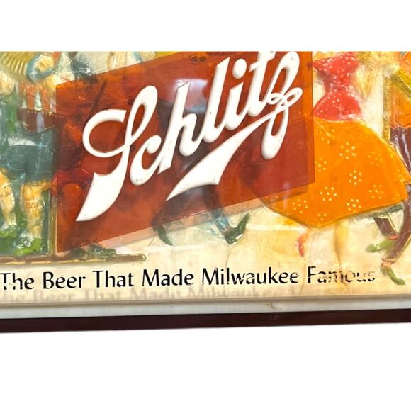 Vintage 1957 SCHLITZ “On Draught” 3D Beer That Made Milwaukee Famous Bar Sign - Picture 2 of 14